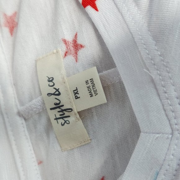 NWT STYLE & CO PATRIOTIC  STARS KNIT FLOWY TANK TOP -VARIOUS PETITE SIZES - Picture 9 of 11